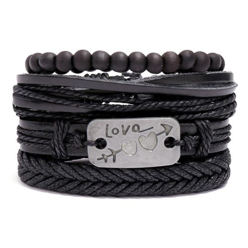 retro weave Cowhide braceletdiy leather man