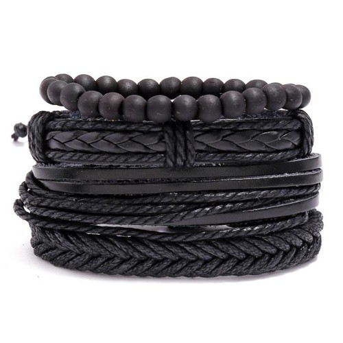 handmade weave retro braceletdiy four multilayer leather bracelet rope