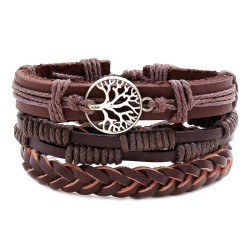 diy ife tree set Cowhide bracelet retro weave man leather bangle