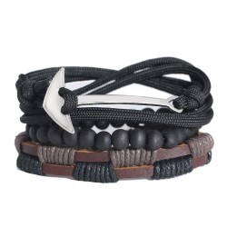 retro weave Cowhide braceletdiy rope occidental style man