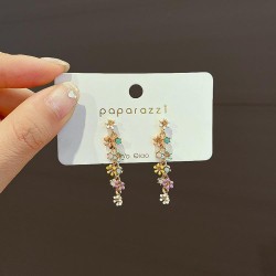 silver flowers candy colors beautiful flowers earrings Korea temperament lovel..