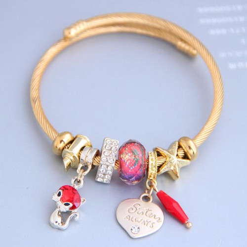 occidental style fashion  Metal all-PurposeD concise lovely cat love pendant more elements personality bangle