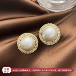 silver occidental style high luxurious ear stud exaggerating Pearl earrings fu..