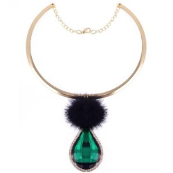 occidental style fashion Metal drop gem temperament Collar