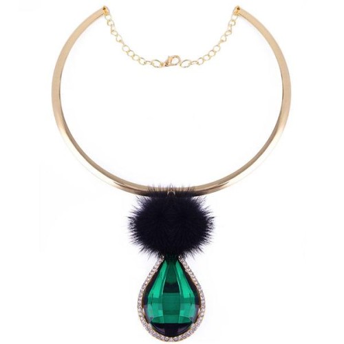 occidental style fashion Metal drop gem temperament Collar