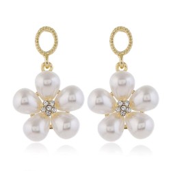 silver  high quality occidental style fashion Metal Pearl flowers concise temp..