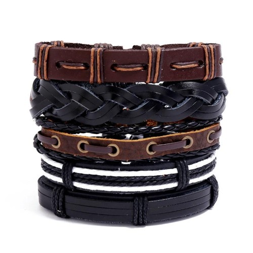 retro weave bracelet occidental stylediy set Cowhide bracelet