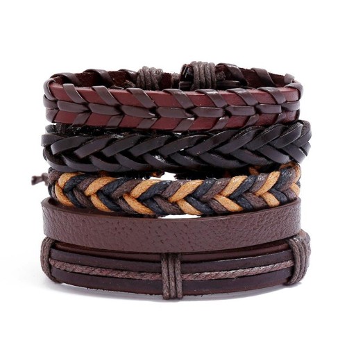 retro weave bracelet occidental stylediy set Cowhide bracelet
