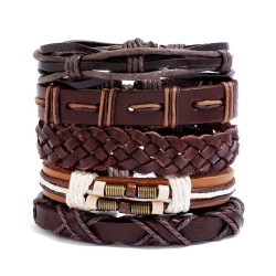 occidental style man trend retro weave multilayerdiy set Cowhide bracelet rope..