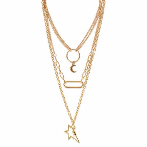 occidental style Metal necklace  brief fashion all-Purpose multilayer Metal pendant necklace woman