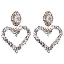 occidental style heart-shaped Alloy embed colorful diamond retro temperament e..