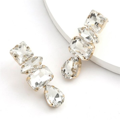 fashion colorful diamond series geometry glass diamond diamond super fully-jewelled earrings woman occidental st