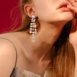 occidental style  fashion temperament imitate Pearl long style earrings woman ..