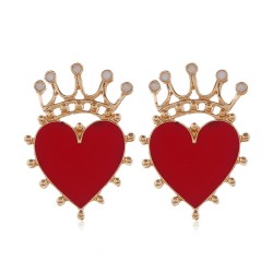 occidental style trend temperament all-Purpose heart-shaped crown earrings bri..