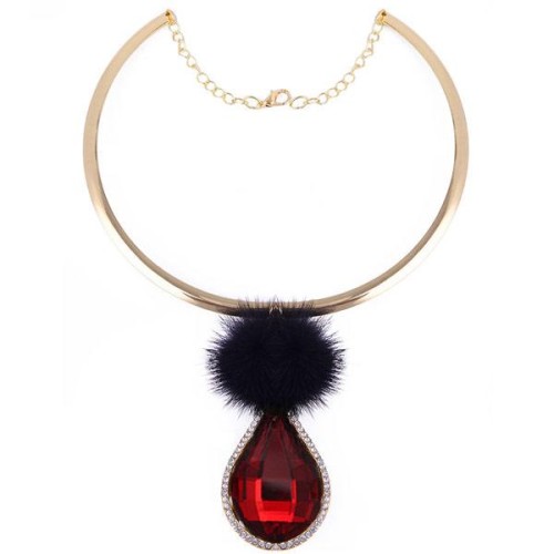 occidental style fashion Metal drop gem temperament Collar