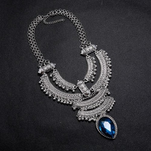 occidental style retro necklace exaggerating pattern necklace woman personality gem multilayer Alloy clavicle c