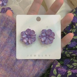 silver Korean style high flowers lovely small fresh earrings temperament fashi..