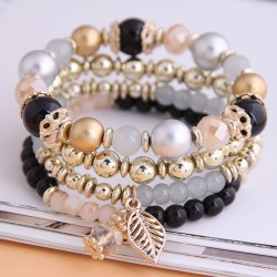 occidental style fashion  concise all-Purpose trend gorgeous Beads Metal leave..