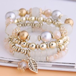 occidental style fashion  concise all-Purpose trend gorgeous Beads Metal leave..