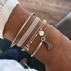 occidental style fashion Metal concise- chain tassel four bracelet