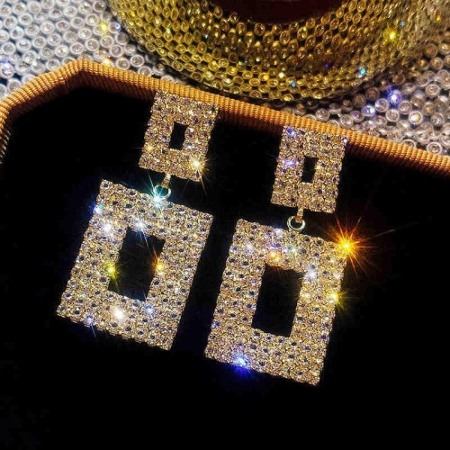 occidental style temperament super geometry diamond earrings occidental style exaggerating Earring all-Purpose lo