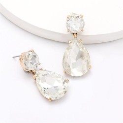 personality wind drop Alloy diamond glass diamond fully-jewelled earrings woma..