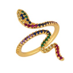 Rainbow Rings  occidental style retro snake woman  fashion zircon gilded ringr..
