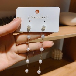 silver Korea big temperament Pearl ear stud woman long style earrings arring w..