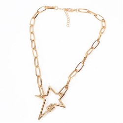 occidental style  Five-pointed star buckle pendant necklace  clavicle chain Al..