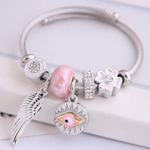 occidental style fashion  Metal all-PurposeD angel wings  eyes  pendant more elements personality bangle