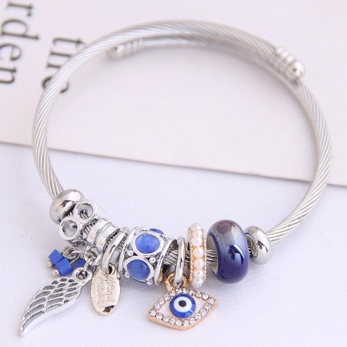 occidental style fashion  Metal all-PurposeD angel wings  eyes  pendant more elements personality bangle