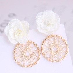 Korean style  fashion  sweet flowers Metal temperament ear stud