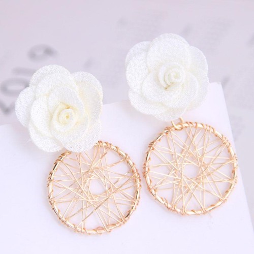 Korean style  fashion  sweet flowers Metal temperament ear stud