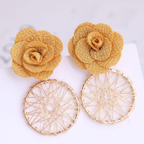 Korean style  fashion  sweet flowers Metal temperament ear stud