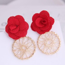 Korean style  fashion  sweet flowers Metal temperament ear stud