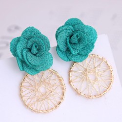 Korean style  fashion  sweet flowers Metal temperament ear stud