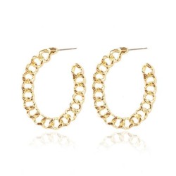 occidental style wind exaggerating creative chain ear stud half Round annular ..