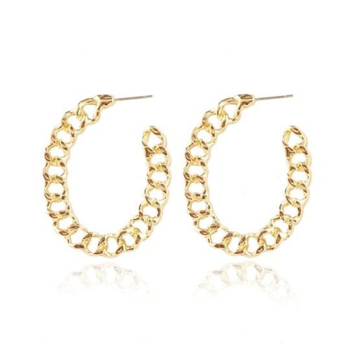 occidental style wind exaggerating creative chain ear stud half Round annular Metal hollow fashion