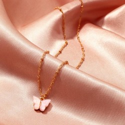 occidental style ins style color Acrylic butterfly necklace sweet clavicle cha..