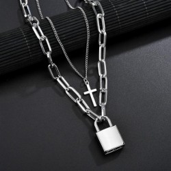 occidental style new exaggerating geometry pendant punk head Rock Double layer..
