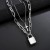 occidental style new exaggerating geometry pendant punk head Rock Double layer necklace chain