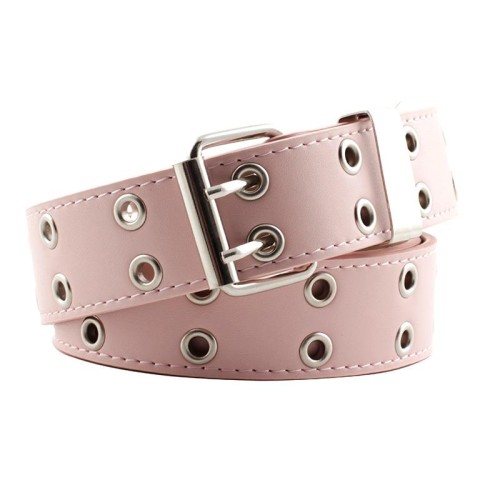 punk wind Double row eyesPU belt  lady Korean style Cowboy fashion chain ornament width belt woman