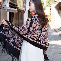 Autumn and Winter Nepal imitate sheep velvet embroidery ethnic style scarf wom..