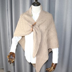 leather buckle knitting samll cardigan woolen samll  thick warm Collar  Autumn and Winter shawl woman