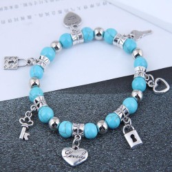 Korean style fashion concise love keylock more elements pendant turquoise temp..