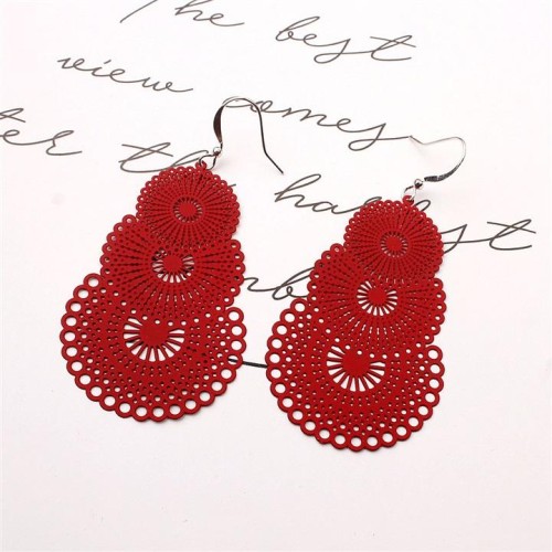 silver occidental style Alloy earrings temperament Round geometry flowers candy color Earring