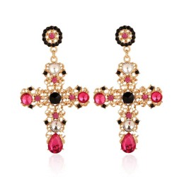 occidental style cross diamond earrings retro palace style hollow all-Purpose ..