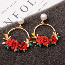 Korean styleins same style flowers ear stud sweet Pearl earrings woman