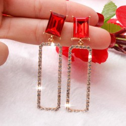silver crystal long style earring square earrings woman temperament Korea pers..