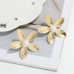 occidental style brief fashion flowers earrings fashion embed Pearl earrings A..
